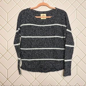 Hollister Gray Striped Cozy Crewneck Sweater Medium